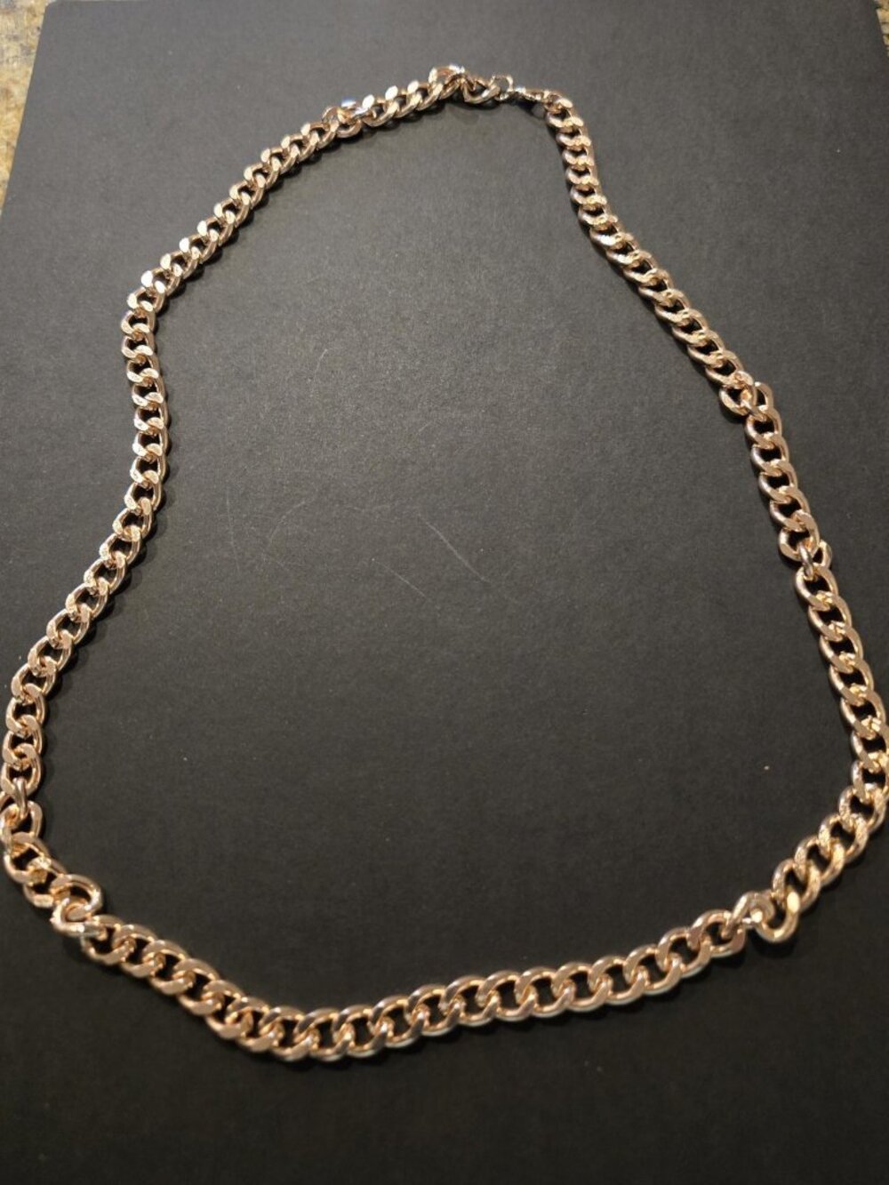 Rose Tone Chain Link Necklace Unisex Costume Jewelry 24 Inch